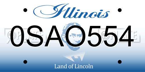 0SAO554 Illinois License Plate