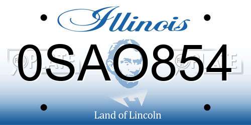0SAO854 Illinois License Plate