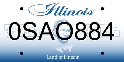 0SAO884 Illinois License Plate