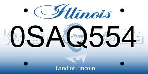 0SAQ554 Illinois License Plate