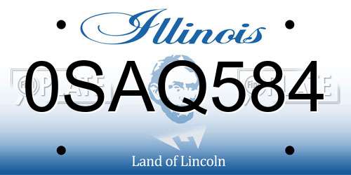 0SAQ584 Illinois License Plate