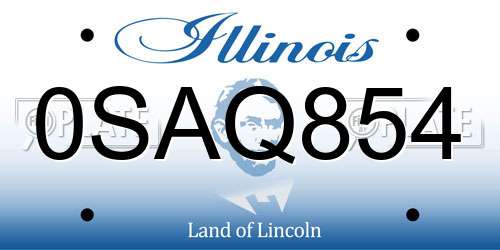 0SAQ854 Illinois License Plate