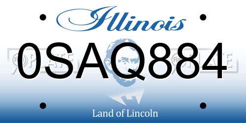 0SAQ884 Illinois License Plate