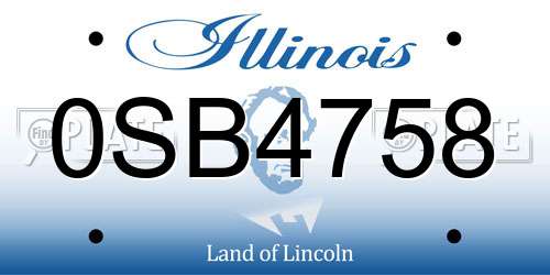 0SB4758 Illinois License Plate
