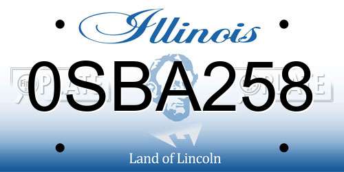0SBA258 Illinois License Plate