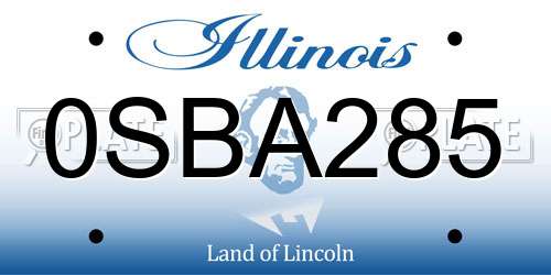 0SBA285 Illinois License Plate
