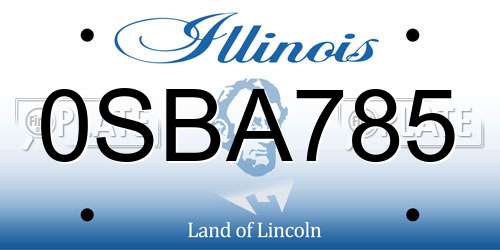 0SBA785 Illinois License Plate