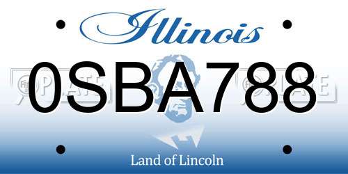 0SBA788 Illinois License Plate
