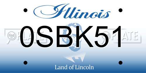 0SBK51 Illinois License Plate