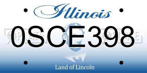 0SCE398 Illinois License Plate