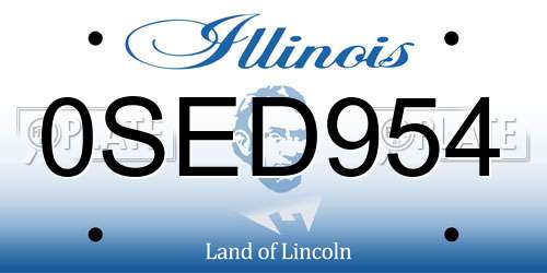 0SED954 Illinois License Plate