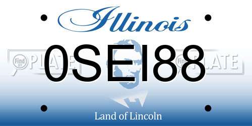 0SEI88 Illinois License Plate