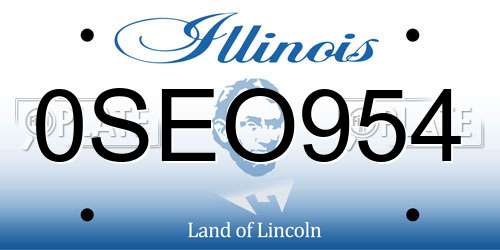 0SEO954 Illinois License Plate