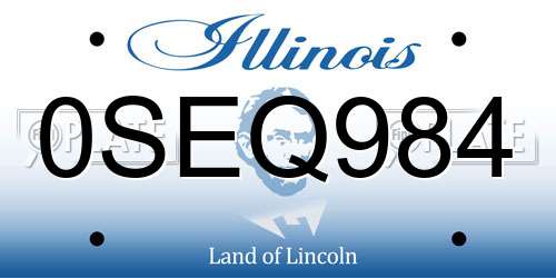0SEQ984 Illinois License Plate