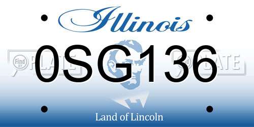 0SG136 Illinois License Plate