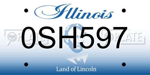 0SH597 Illinois License Plate