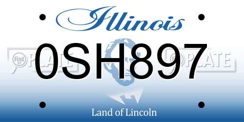 0SH897 Illinois License Plate