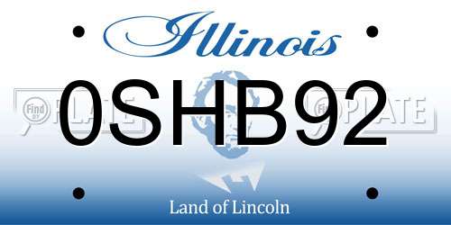 0SHB92 Illinois License Plate