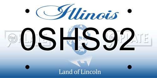 0SHS92 Illinois License Plate