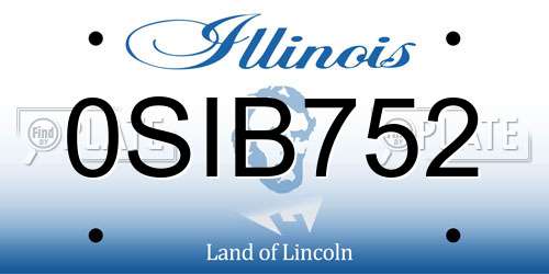 0SIB752 Illinois License Plate