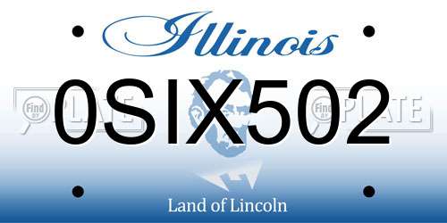 0SIX502 Illinois License Plate