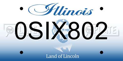 0SIX802 Illinois License Plate