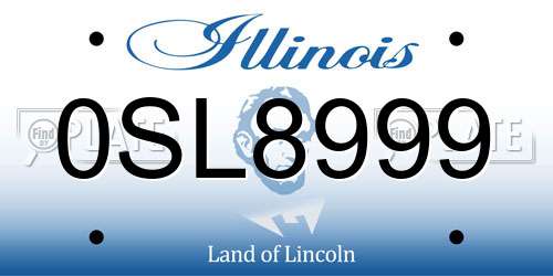 0SL8999 Illinois License Plate
