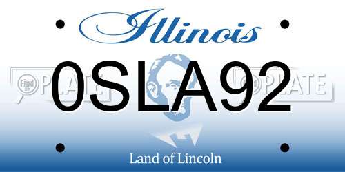 0SLA92 Illinois License Plate