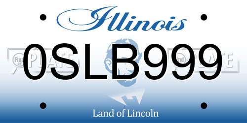 0SLB999 Illinois License Plate