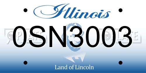 0SN3003 Illinois License Plate