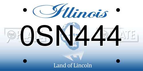 0SN444 Illinois License Plate