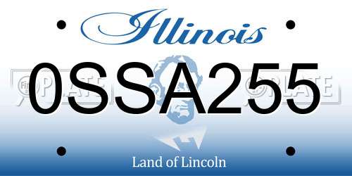 0SSA255 Illinois License Plate