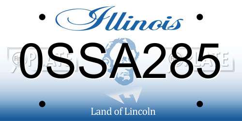 0SSA285 Illinois License Plate