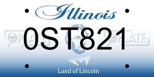 0ST821 Illinois License Plate