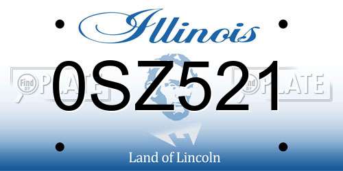 0SZ521 Illinois License Plate