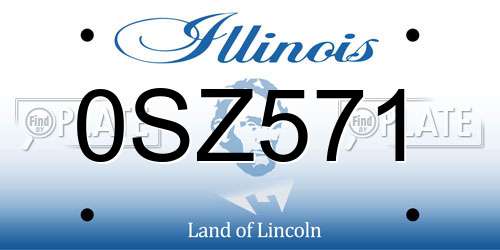 0SZ571 Illinois License Plate