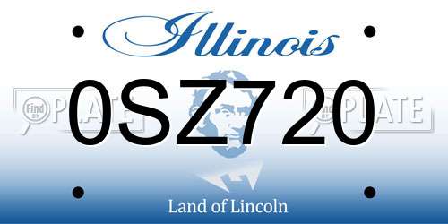0SZ720 Illinois License Plate