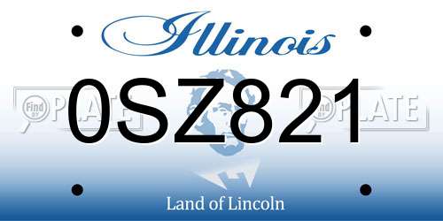 0SZ821 Illinois License Plate