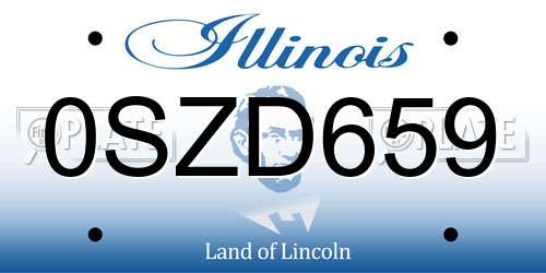 0SZD659 Illinois License Plate