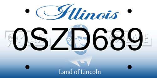 0SZD689 Illinois License Plate