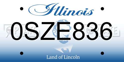 0SZE836 Illinois License Plate
