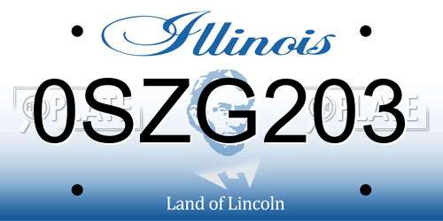 0SZG203 Illinois License Plate