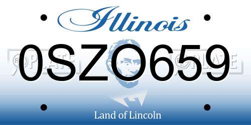 0SZO659 Illinois License Plate