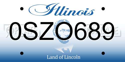 0SZO689 Illinois License Plate