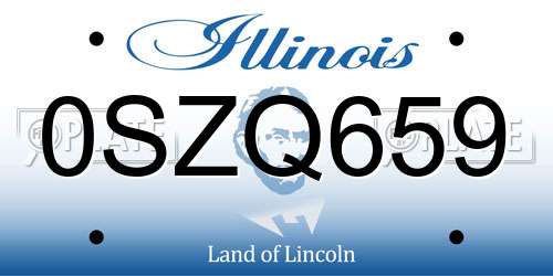 0SZQ659 Illinois License Plate