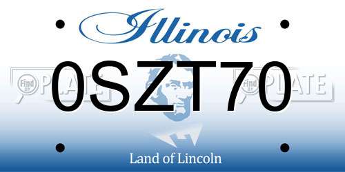 0SZT70 Illinois License Plate