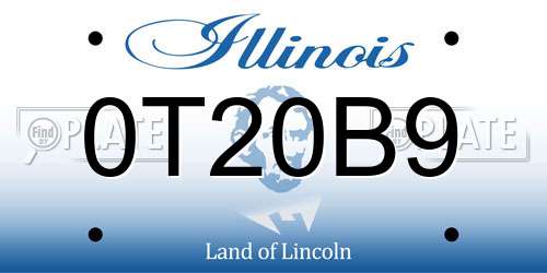 0T20B9 Illinois License Plate
