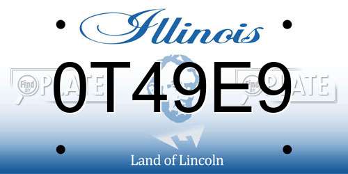 0T49E9 Illinois License Plate