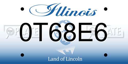 0T68E6 Illinois License Plate