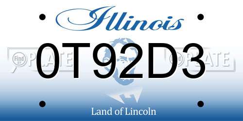 0T92D3 Illinois License Plate